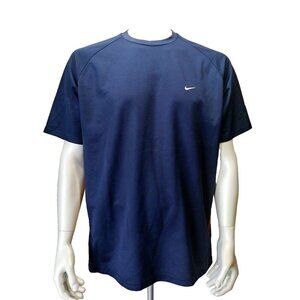 Nike T Shirt Mens Size XL Swoosh Logo Blue Orange Short Sleeve Polyester Vintage
